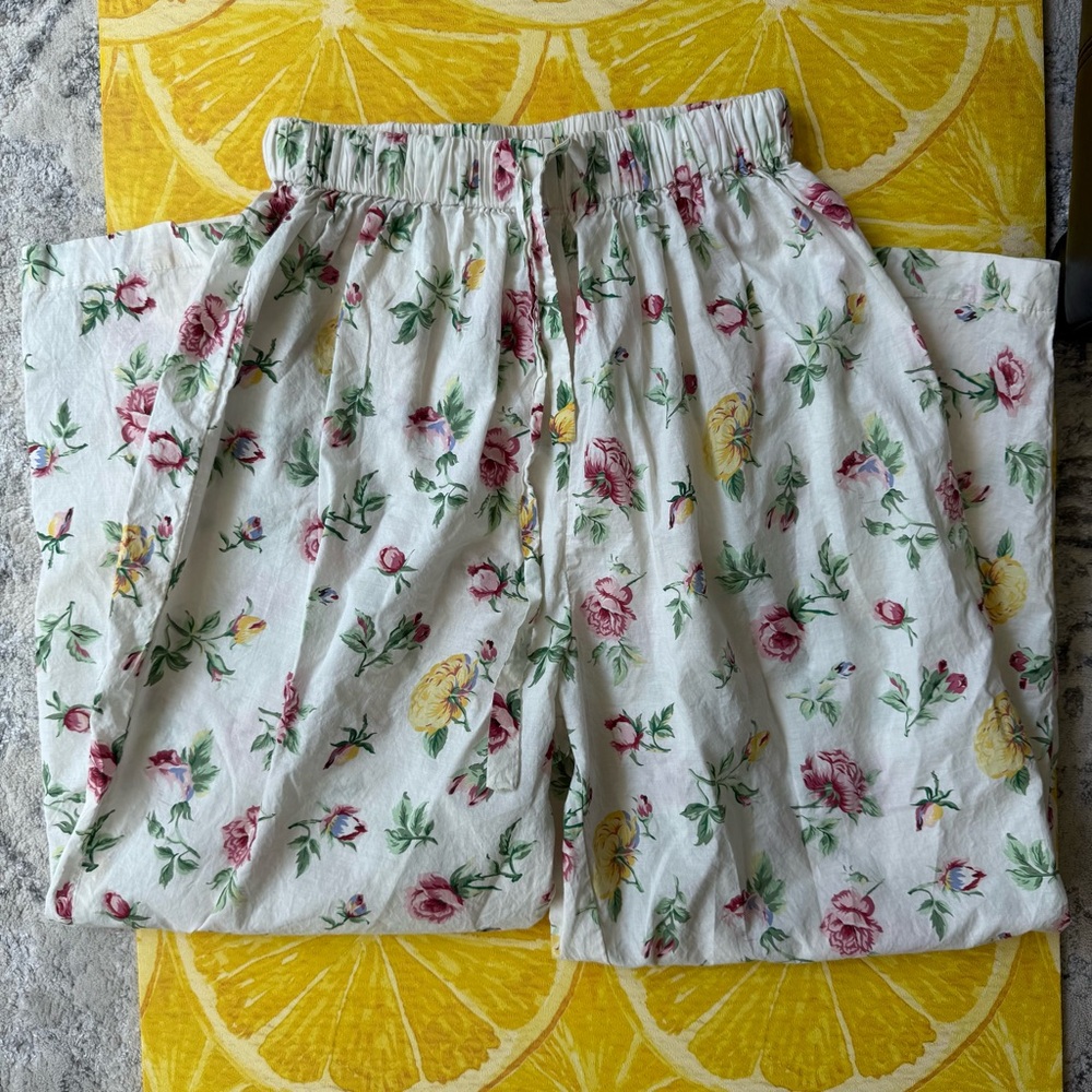 VINTAGE Victorias Secret 100% Cotton Floral Print Pants